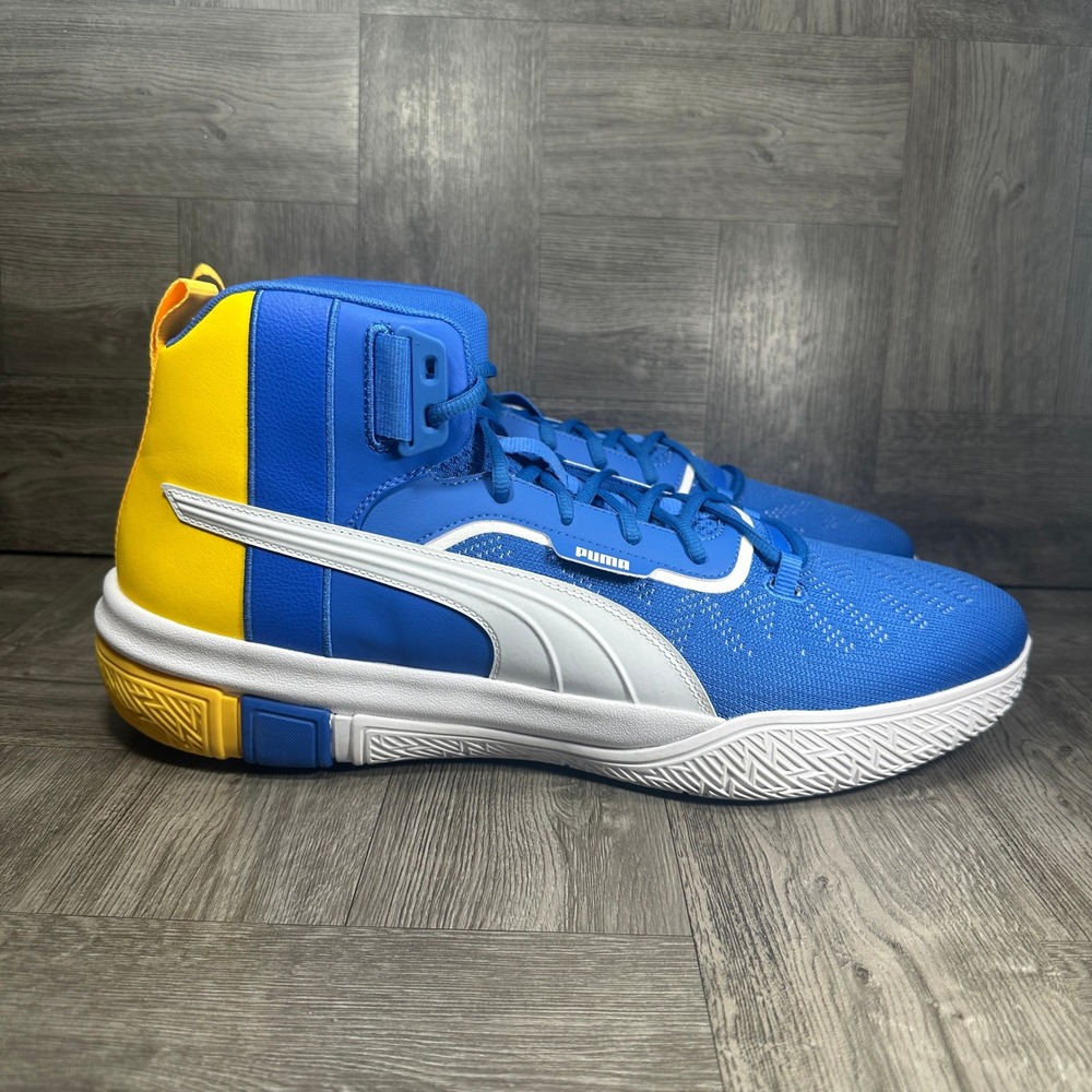 Puma Legacy 68 Basketball Shoes Mens 18 Blue Yellow Sneakers 194048-03 NEW